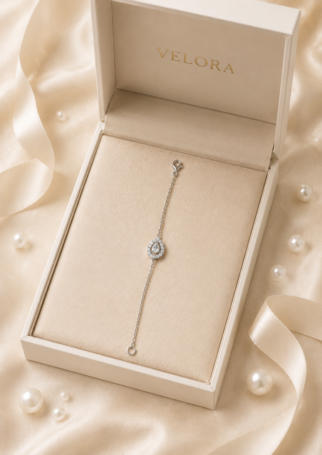 Bracelet Teardrop Pavé dans son écrin VELORA